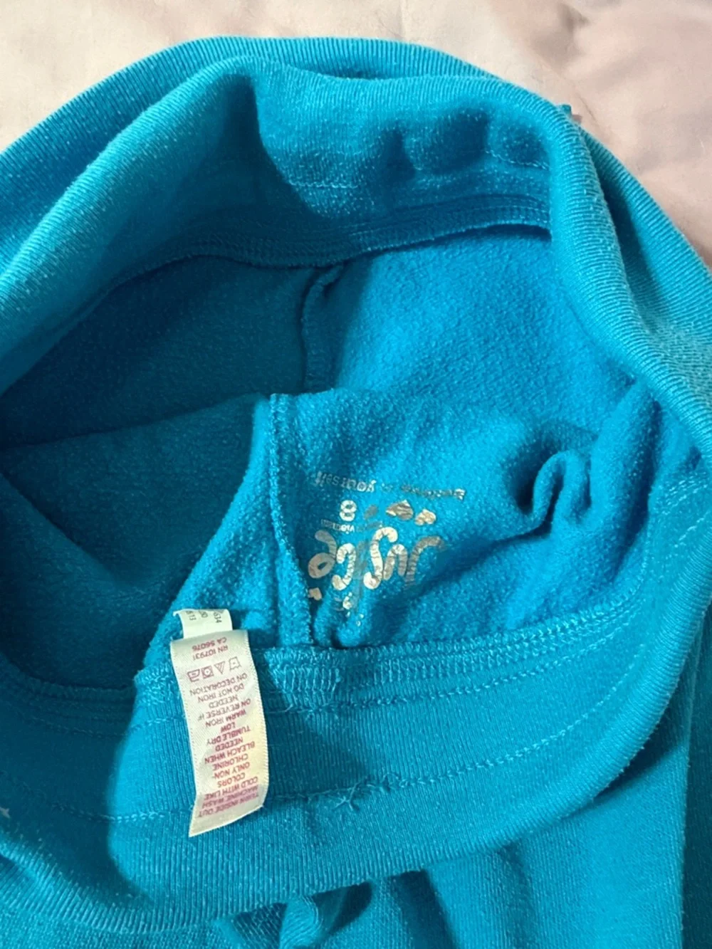 Vintage Justice Turquoise Y2K Fold-Over Graphic Sweatpants Size 14/16